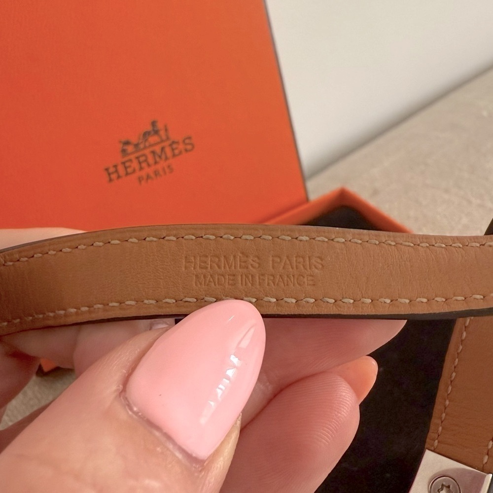 Hermes jewel tone leather silver hardware Rivale Double Tour Bracelet - Picture 6 of 6